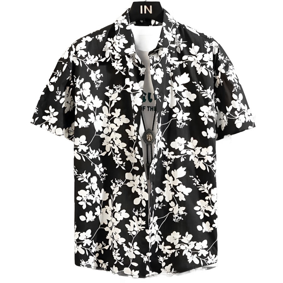 Black & White Floral Shirt - Phin Hawai'i