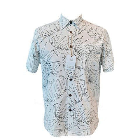 White Palm Leaf Hawaiian Shirt