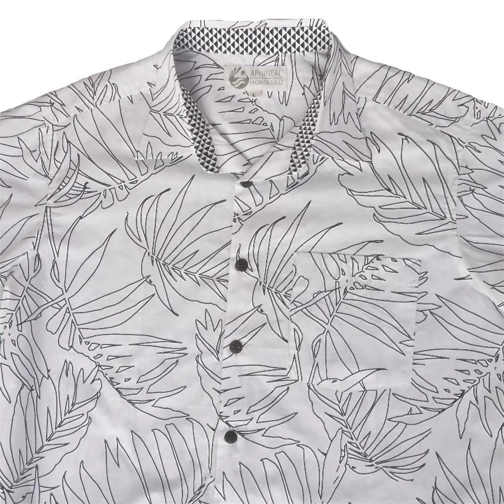 White Palm Leaf Hawaiian Shirt - Phin Hawai'i