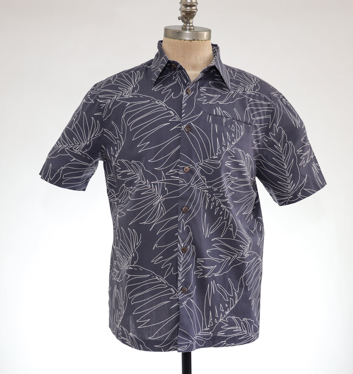 Blue Hawaiian Palm Leaf Shirt Easy-Care