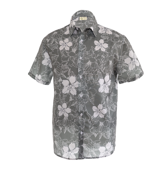 Olive Green Hibiscus Hawaiian Shirt