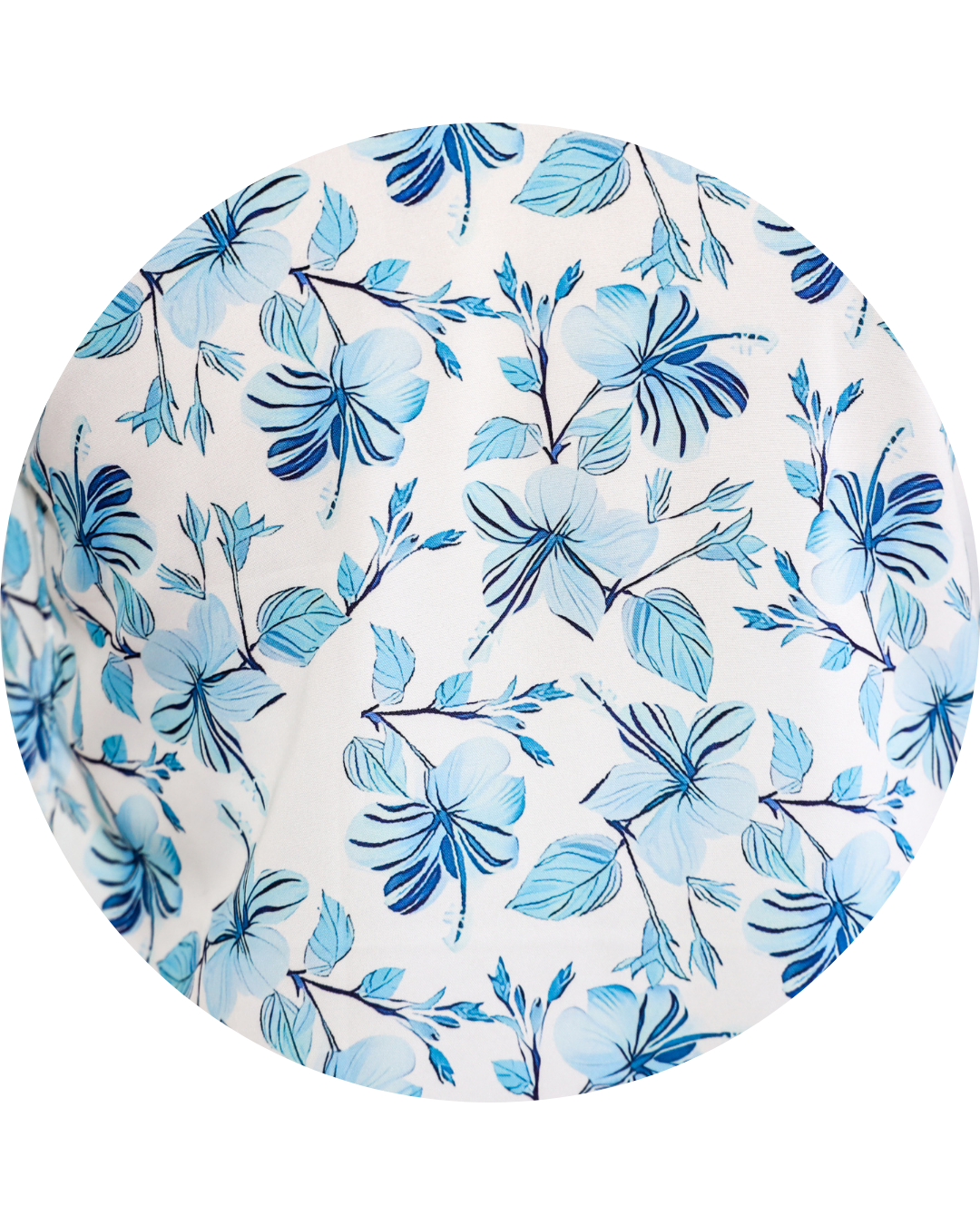 Light Blue Hibiscus White Shirt